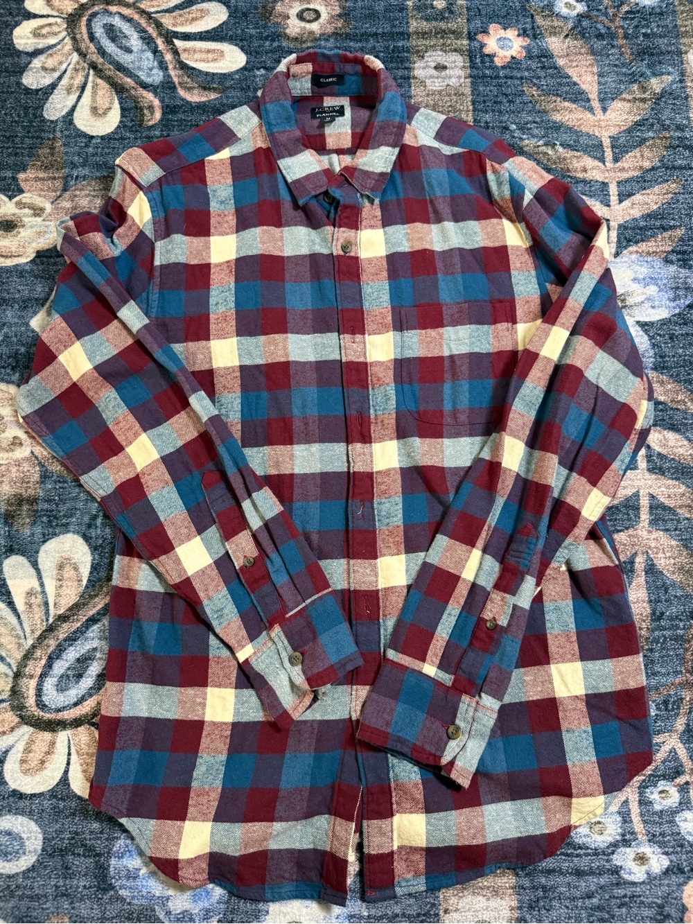 J. Crew Men's Plaid Button-Down Shirt - Burgundy, Blue, Cream